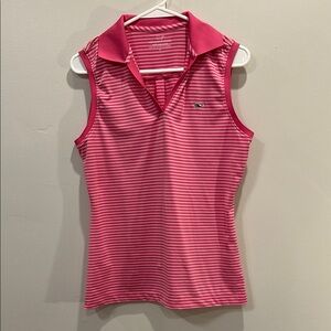 Vineyard Vines Pink and White Sleeveless Polo Tank